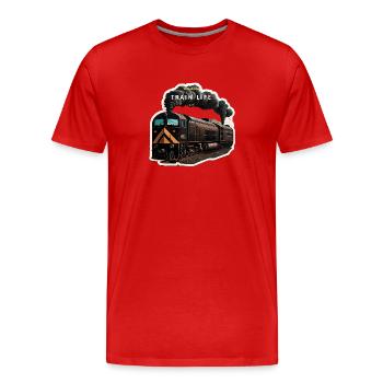 Train Life : Le train de l'aventure - T-shirt bio Premium Homme - rouge - Devant - Damien (186cm)