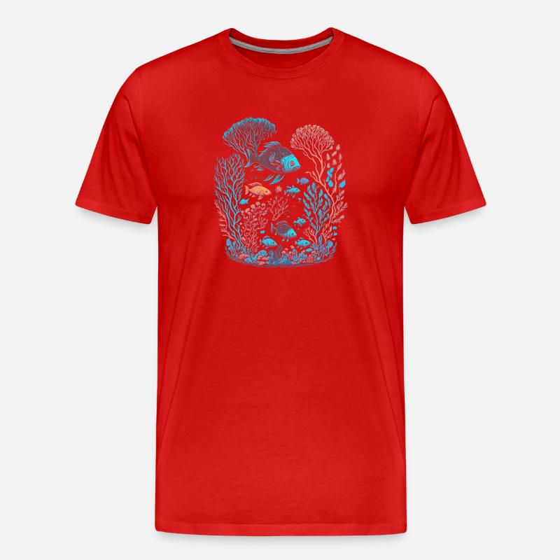 Fische und der Meeresboden - Männer Premium Bio T-Shirt - Rot