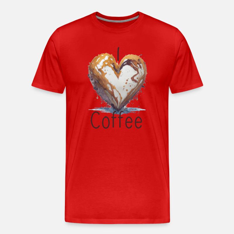 ich liebe Kaffee - Männer Premium Bio T-Shirt - Rot
