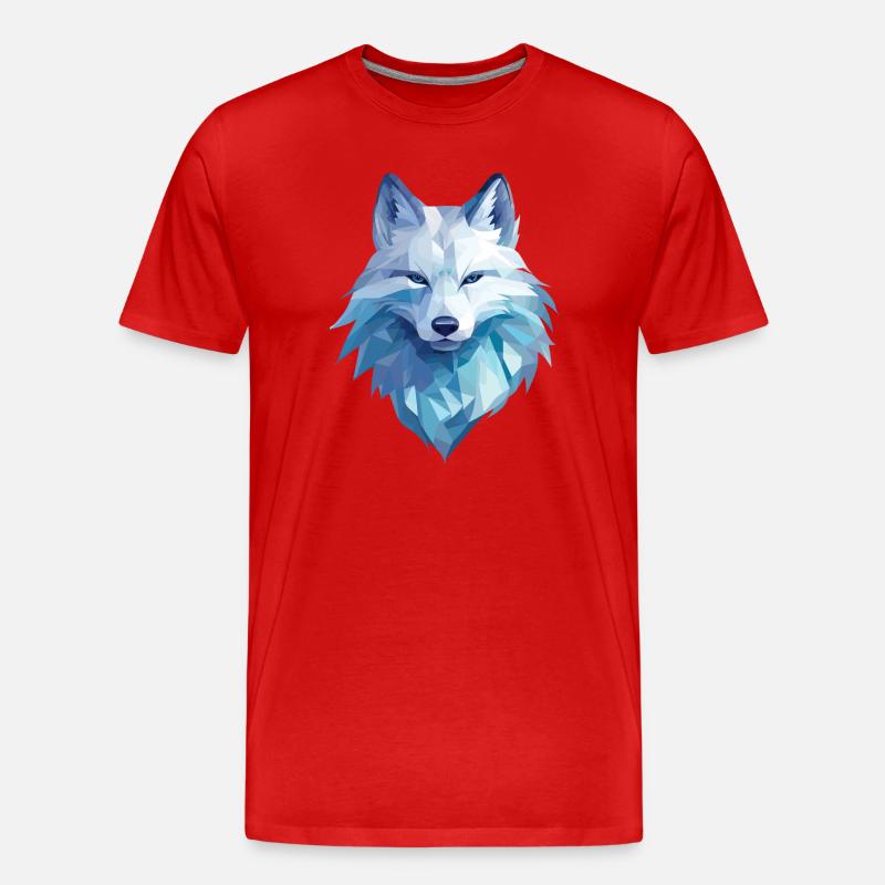 Polarfuchs im Polygon Stil - Männer Premium Bio T-Shirt - Rot