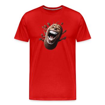 Glückliche Kaffeebohne - Männer Premium Bio T-Shirt - Rot - Vorne - Damien (186cm)
