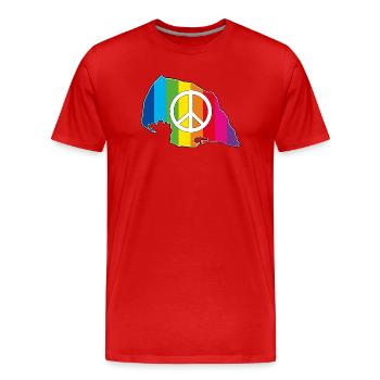 Insel Fehmarn Love Peace Rainbow - Männer Premium Bio T-Shirt - Rot - Vorne - Damien (186cm)