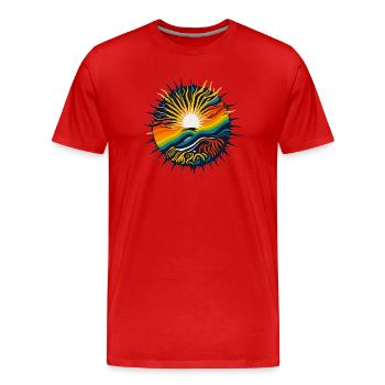 positive Energie - Männer Premium Bio T-Shirt - Rot - Vorne - Damien (186cm)