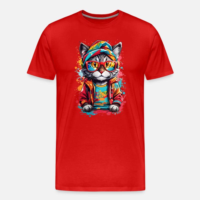 Coole Katze - Männer Premium Bio T-Shirt - Rot