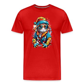 Echse - Männer Premium Bio T-Shirt - Rot - Vorne - Damien (186cm)