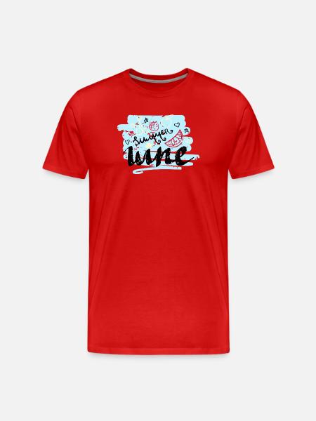 Summer Scribble Fruits - Men's Premium Organic T-Shirt - red