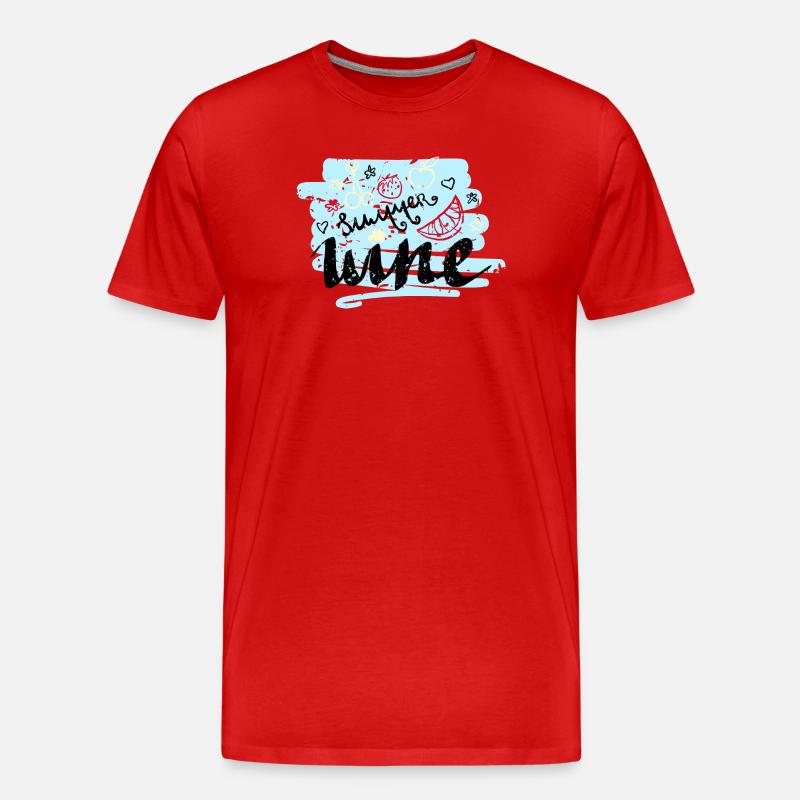 Sommer Scribble Früchte - Männer Premium Bio T-Shirt - Rot