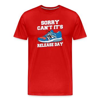 Collectionneur Sneakerhead - T-shirt bio Premium Homme - rouge - Devant - Damien (186cm)