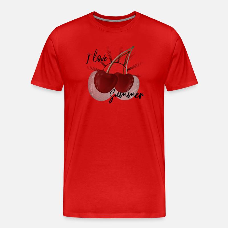 I Love Summer Kirsch Design süß - Männer Premium Bio T-Shirt - Rot