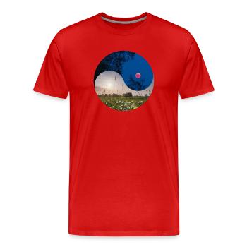 Yin et Yang de l’éclipse lunaire et de l’équinoxe - T-shirt bio Premium Homme - rouge - Devant - Damien (186cm)