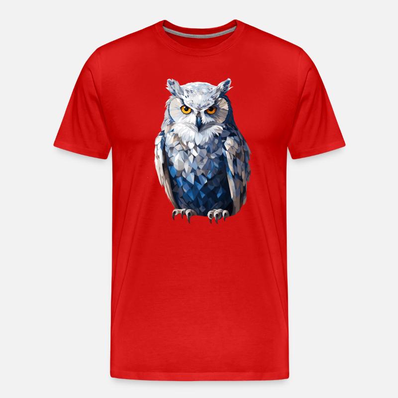 Schnee - Eule im Polygon Stil - Männer Premium Bio T-Shirt - Rot