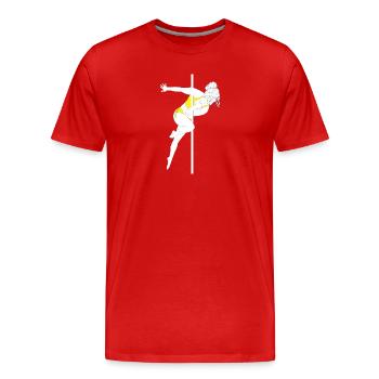 Pole Fitness Gelb Bikini Silhouette - Männer Premium Bio T-Shirt - Rot - Vorne - Damien (186cm)