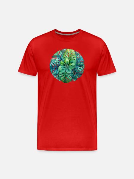 Monstera Mandala - T-shirt bio Premium Homme - rouge