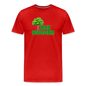 Environnement, Arbre, Terre, Nature, Déclaration, Protection de l’environnement - T-shirt bio Premium Homme - rouge - Devant - Damien (186cm)
