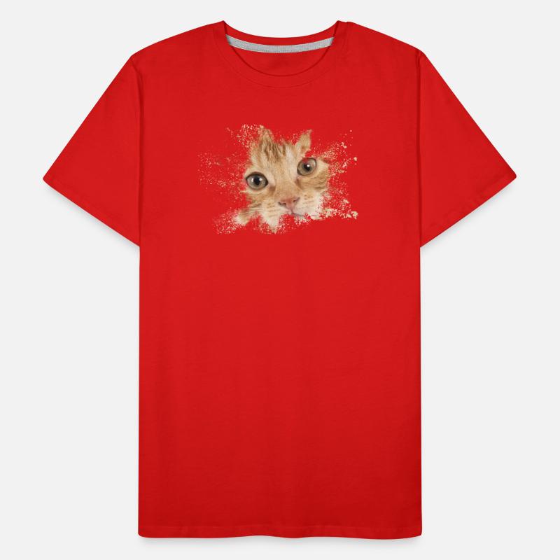 Chat orange avec éclaboussure d’aquarelle T-shirt bio Premium Homme