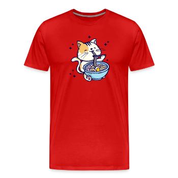 Katze Ramen Anime Japanisch Trickfilm Manga - Männer Premium Bio T-Shirt - Rot - Vorne - Damien (186cm)