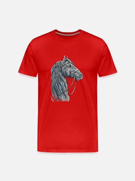Pferd Portrait - Männer Premium Bio T-Shirt - Rot