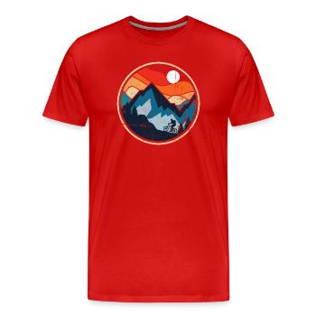 Sunset Ridge MTB-Abzeichen - Männer Premium Bio T-Shirt - Rot - Vorne - Damien (186cm)