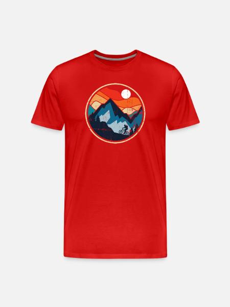Sunset Ridge MTB-Abzeichen - Männer Premium Bio T-Shirt - Rot