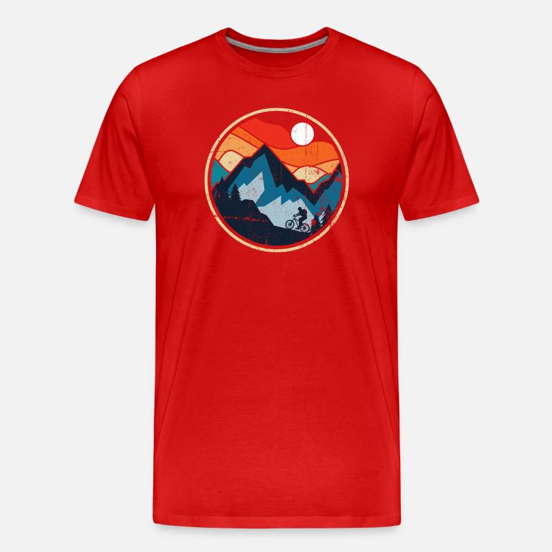 Sunset Ridge MTB-Abzeichen - Männer Premium Bio T-Shirt - Rot