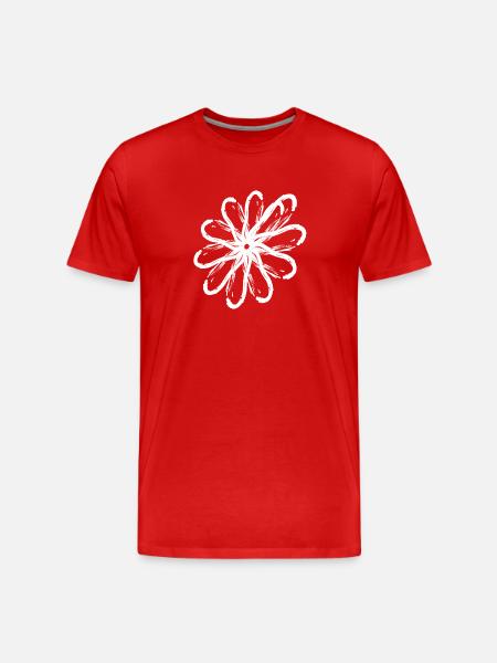 Muster Umrandungseffekt flower white - Männer Premium Bio T-Shirt - Rot