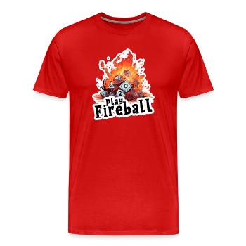 Exaggerated Fireball – Cube Chaos RPG - Men's Premium Organic T-Shirt - red - Front - Damien (186cm)