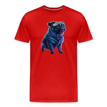 Carlin néon futuriste - T-shirt bio Premium Homme - rouge - Devant - Damien (186cm)