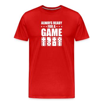 Domino Spiel Design - Männer Premium Bio T-Shirt - Rot - Vorne - Damien (186cm)