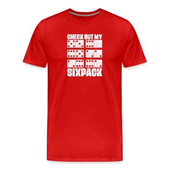 Domino Spiel Design - Männer Premium Bio T-Shirt - Rot - Vorne - Damien (186cm)