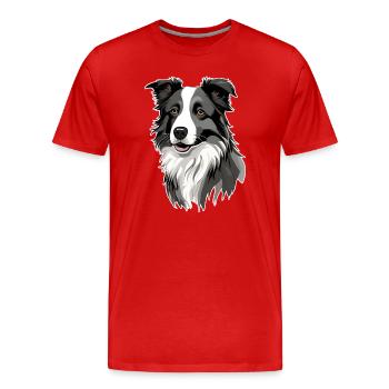 Border Collie - Men's Premium Organic T-Shirt - red - Front - Damien (186cm)