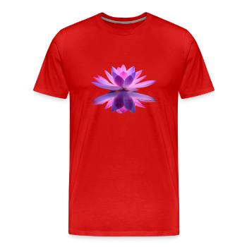 Seerose lila und rosa mit Spiegeleffekt - Männer Premium Bio T-Shirt - Rot - Vorne - Damien (186cm)