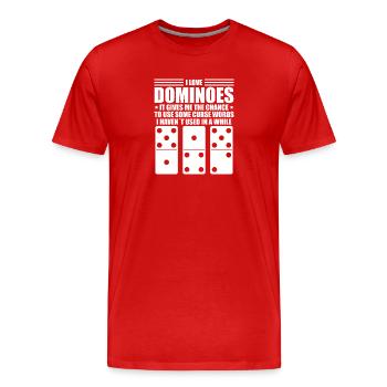 Domino Spiel Design - Männer Premium Bio T-Shirt - Rot - Vorne - Damien (186cm)