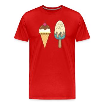 Eis - Männer Premium Bio T-Shirt - Rot - Vorne - Damien (186cm)