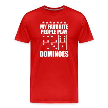 Domino Spiel Design - Männer Premium Bio T-Shirt - Rot - Vorne - Damien (186cm)