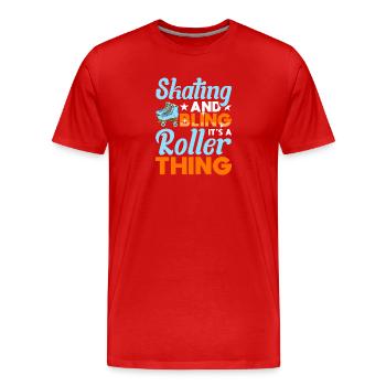 Rollschuh Design - Männer Premium Bio T-Shirt - Rot - Vorne - Damien (186cm)