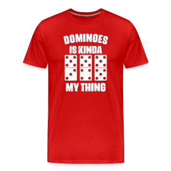 Domino Spiel Design - Männer Premium Bio T-Shirt - Rot - Vorne - Damien (186cm)