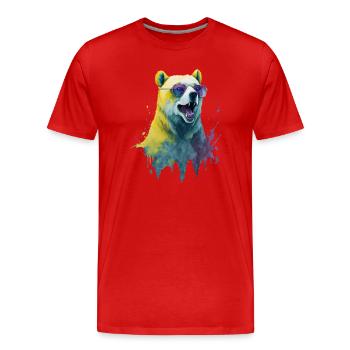 cooler Eisbär mit Sonnenbrille, Portrait - Männer Premium Bio T-Shirt - Rot - Vorne - Damien (186cm)
