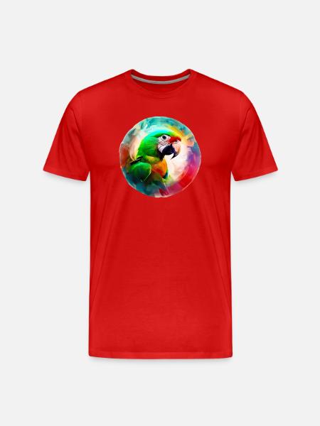 Farbiger Ara Papagei - Männer Premium Bio T-Shirt - Rot