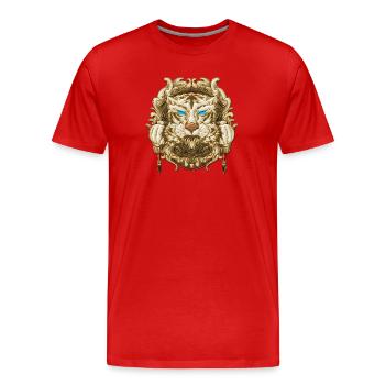 Dekorativer Fantasie-Tierkopf - Männer Premium Bio T-Shirt - Rot - Vorne - Damien (186cm)