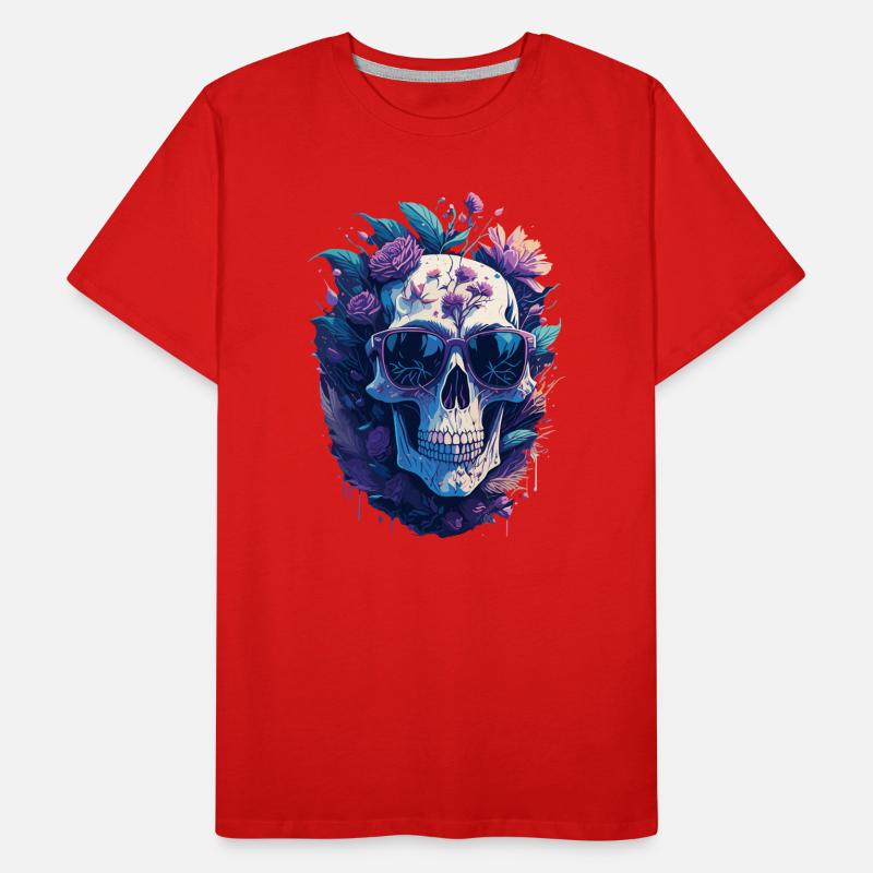 Pastellfarbener Blumenschädel mit Sonnenbrille Männer Premium Bio T-Shirt