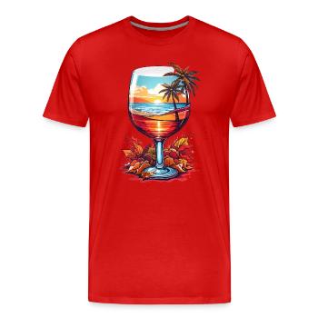 Strand Weinglas - Männer Premium Bio T-Shirt - Rot - Vorne - Damien (186cm)