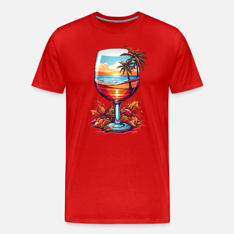 Strand Weinglas - Männer Premium Bio T-Shirt - Rot