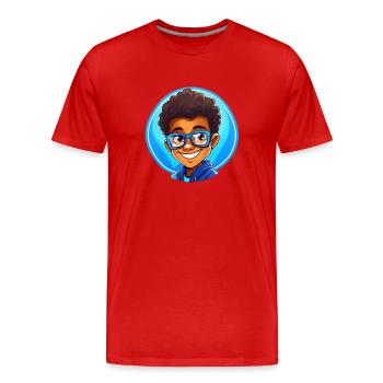 Lebhafter Kinderporträt mit Brille - Männer Premium Bio T-Shirt - Rot - Vorne - Damien (186cm)