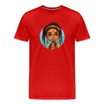 Afro Schwarz Kind Junge Mädchen Ethno Geschenkidee - Männer Premium Bio T-Shirt - Rot - Vorne - Damien (186cm)