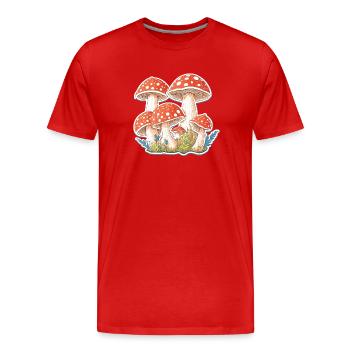 Fliegenpilze, Pilze - Männer Premium Bio T-Shirt - Rot - Vorne - Damien (186cm)