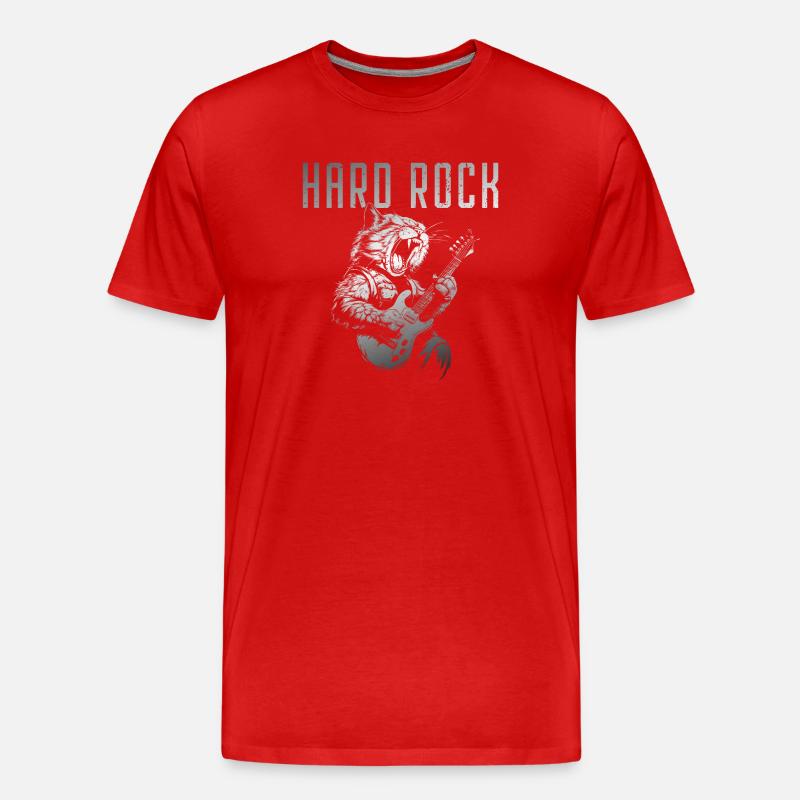 Hard rocking cat - Männer Premium Bio T-Shirt - Rot