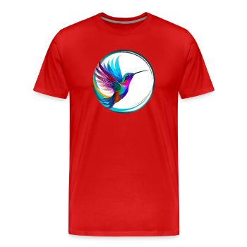 Kolibri - Männer Premium Bio T-Shirt - Rot - Vorne - Damien (186cm)