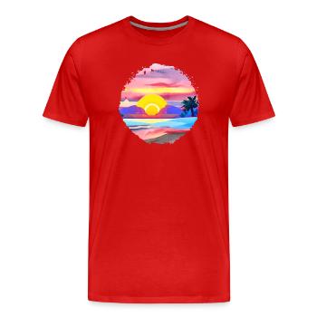 Summer Sunset Beach Watercolor - Men's Premium Organic T-Shirt - red - Front - Damien (186cm)