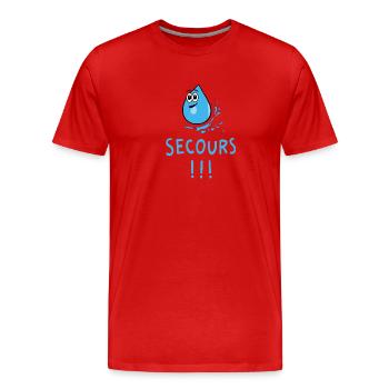 Eau secours - T-shirt bio Premium Homme - rouge - Devant - Damien (186cm)
