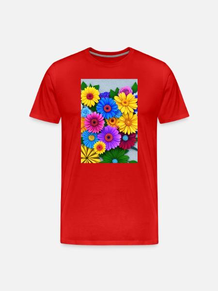 Fleurs multi - T-shirt bio Premium Homme - rouge